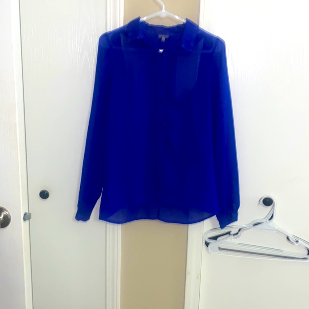 Blue cut out blouse